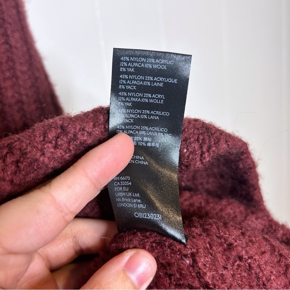 Anthropologie Maeve Athena Chunky Knit Maroon Ribbed Wool Sweater, XS - Picture 7 of 7